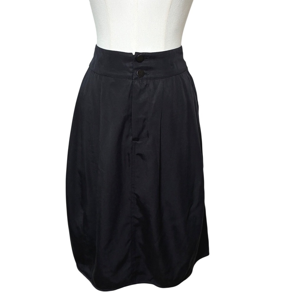 Bitte Kai Rand Black Tencel Lyocell Pleated Bubble Midi Skirt Size M